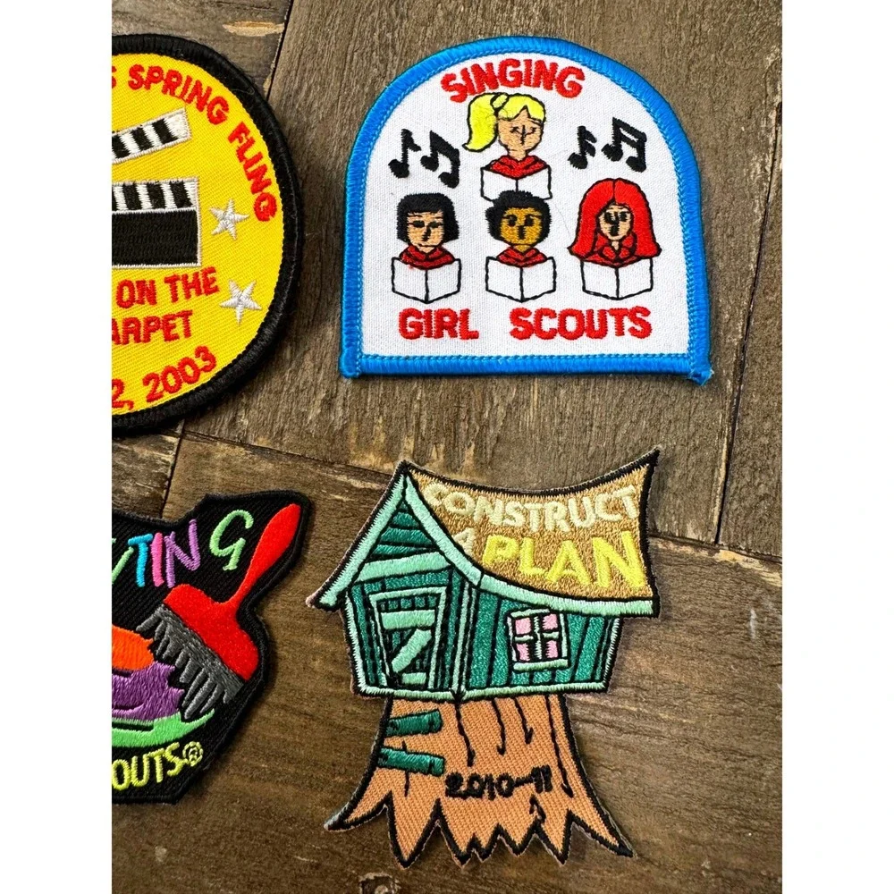 Vintage Girl Scout Arts & Crafts Fun Patch Lot Painting Singing Theater